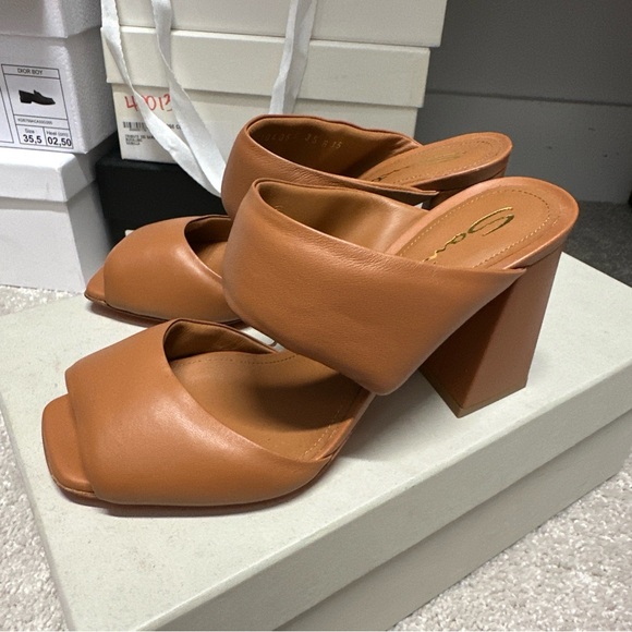$790 Santoni Women's Brown Cactus Leather Slide Sandal Shoes Size EU 35 US 5 NIB - Picture 3 of 8